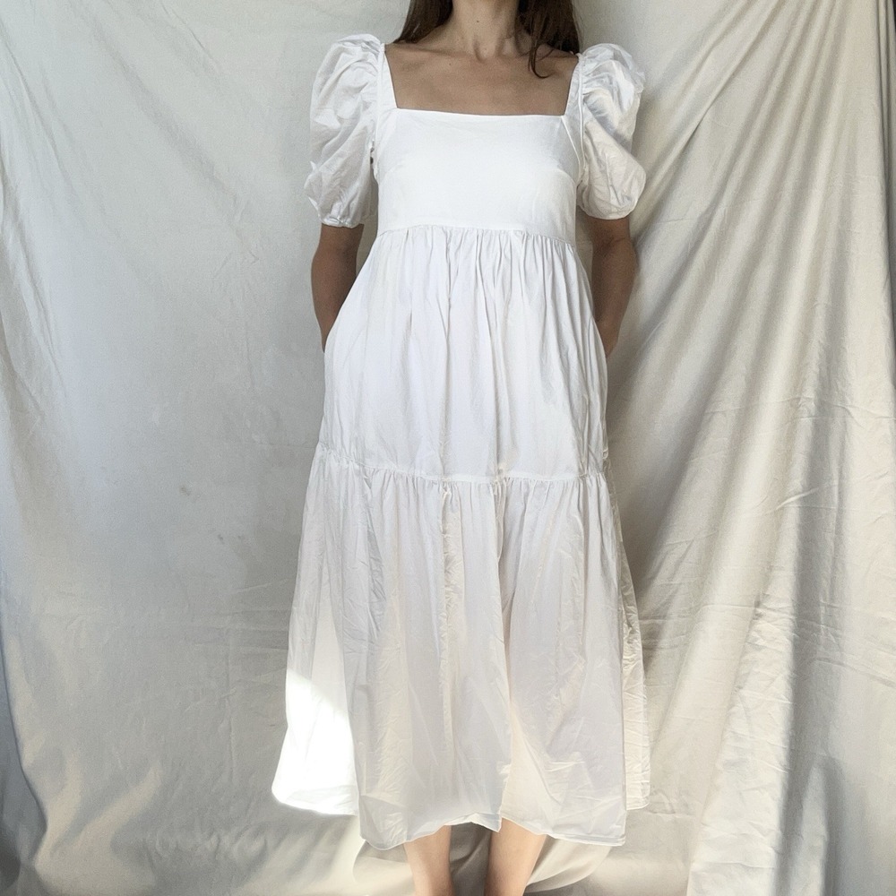 Willow Margot Puff Sleeve Milkmaid Midi Dress Cottagecore Boho Coquette Wedding